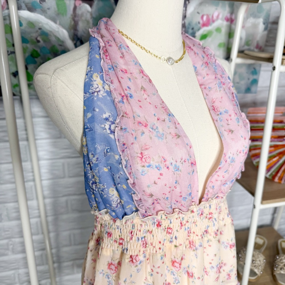 LoveShackFancy New Quintelle Halter Mini Dress in Windsor Rose Print - Picture 5 of 7